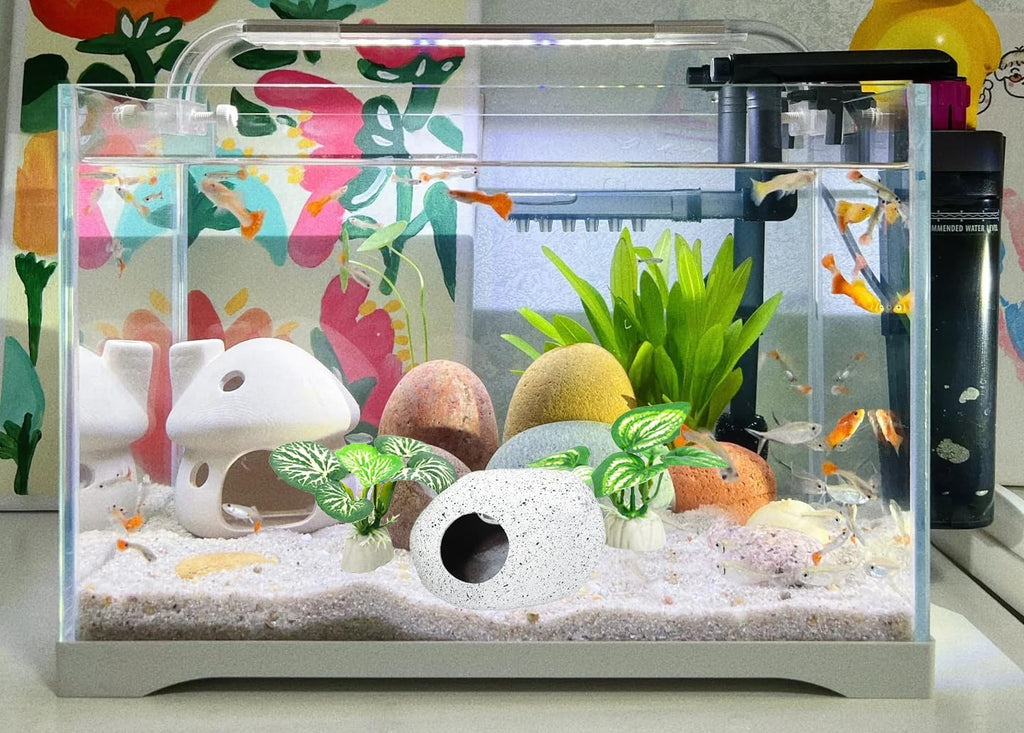 Fish Aquarium Decorations Cave Hide with Viewing Window for Betta Fish Tank Decor