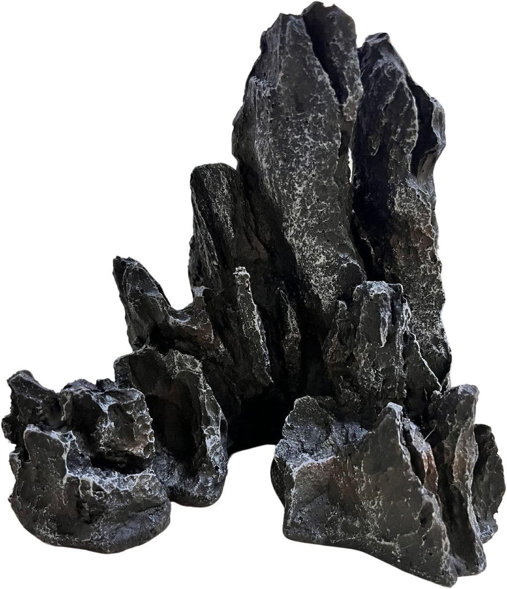 AnRui Aquarium Mountain Artificial Jagged View Stone Decorations Resin Betta Cichlids Hideaway Rock Aquascaping Hiding Cave Hermit Crab Hideout Ornaments (Small)