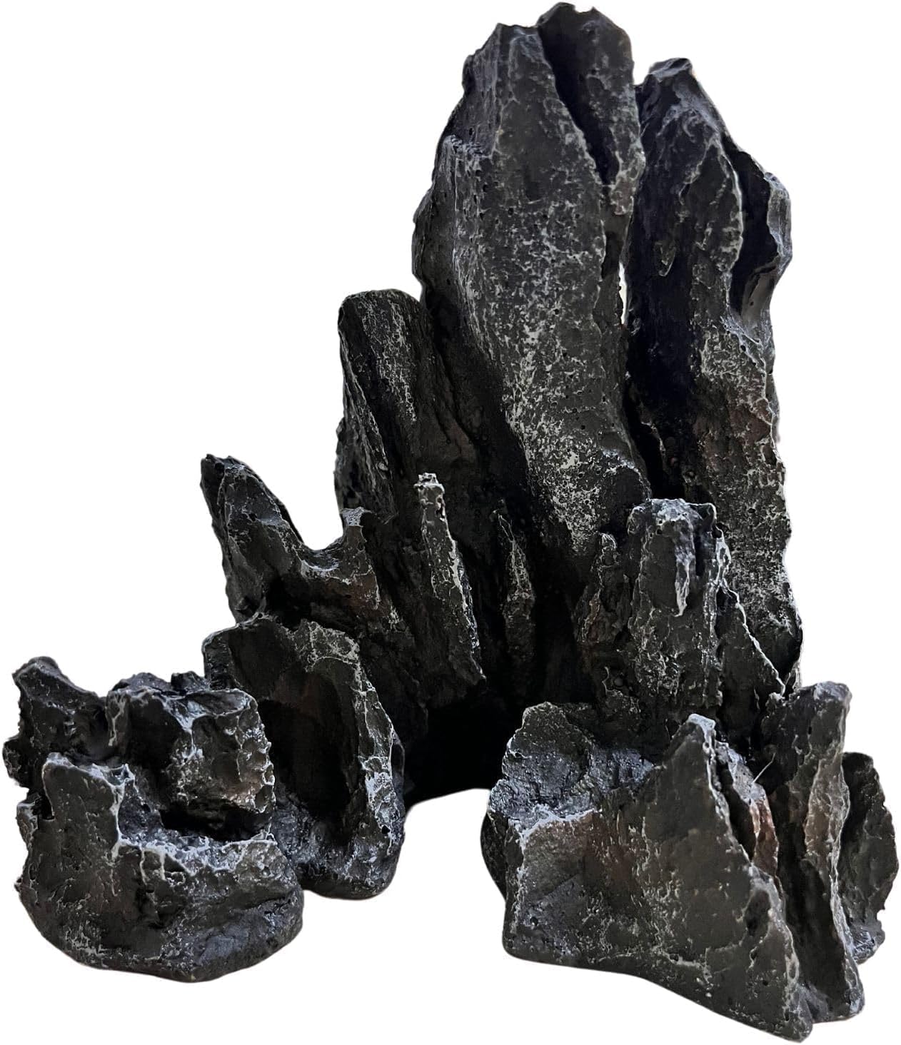 AnRui Aquarium Mountain Artificial Jagged View Stone Decorations Resin Betta Cichlids Hideaway Rock Aquascaping Hiding Cave Hermit Crab Hideout Ornaments (Small)