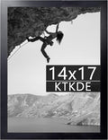 KTKDE 14x17 Picture Frame, Studio Gallery 17x14 Poster Black Frame Wooden, Vertical & Horizontal Wall Hanging Picture Frame for Photos, Posters & Art Prints