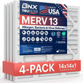 BNX TruFilter 14x14x1 Air Filter MERV 13 (4-Pack) - MADE IN USA - Electrostatic Pleated Air Conditioner HVAC AC Furnace Filters for Allergies, Pollen, Mold, Bacteria, Smoke, Allergen, MPR 1900 FPR 10
