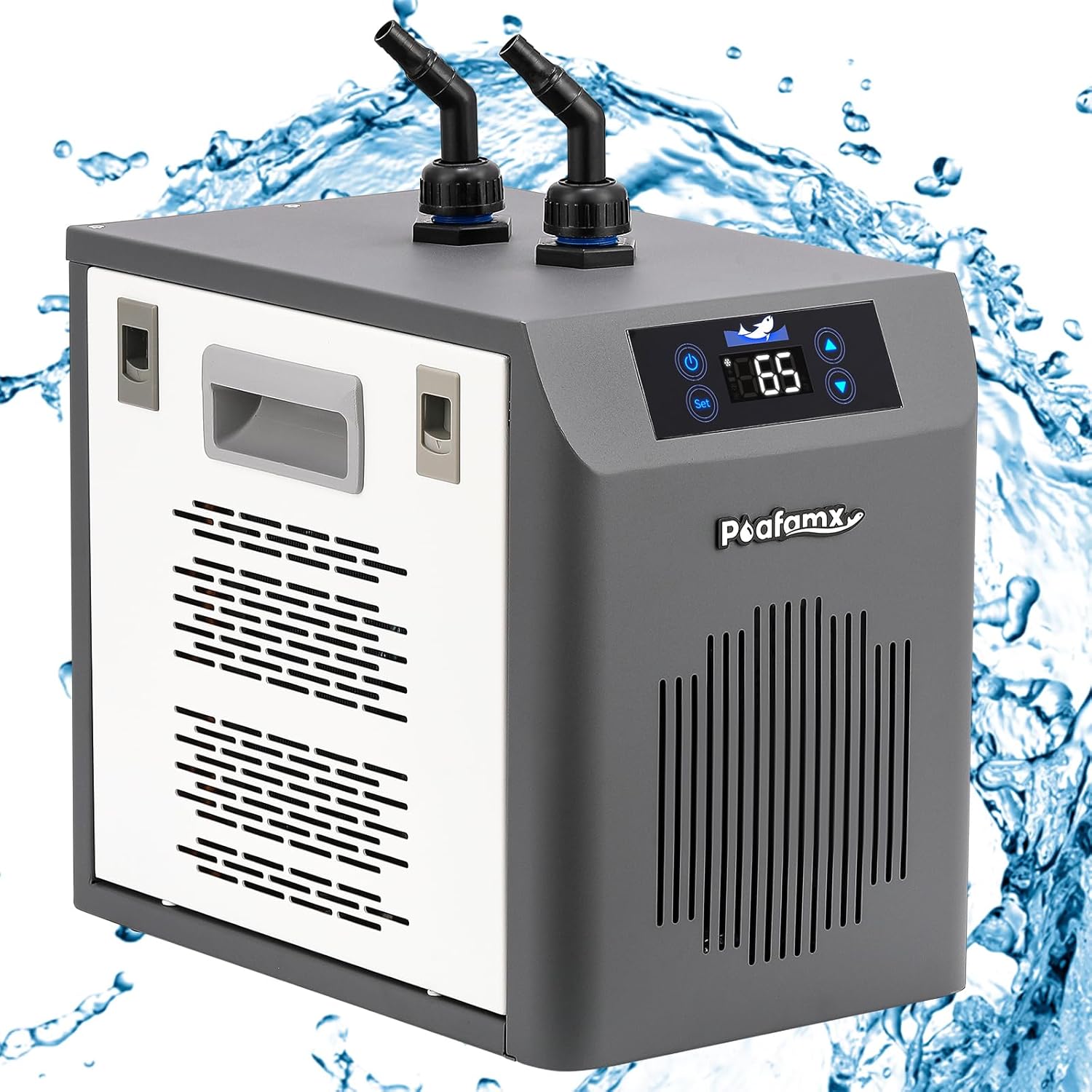 [New Upgrade] Poafamx Aquarium Chiller 42gal (160L), 1/10 HP Water Chiller with Touch Screen, Special Quiet Aquarium Cooler for Fresh/Salt Water Fish Tank, Hydroponics System, Axolotl, Coral Reef