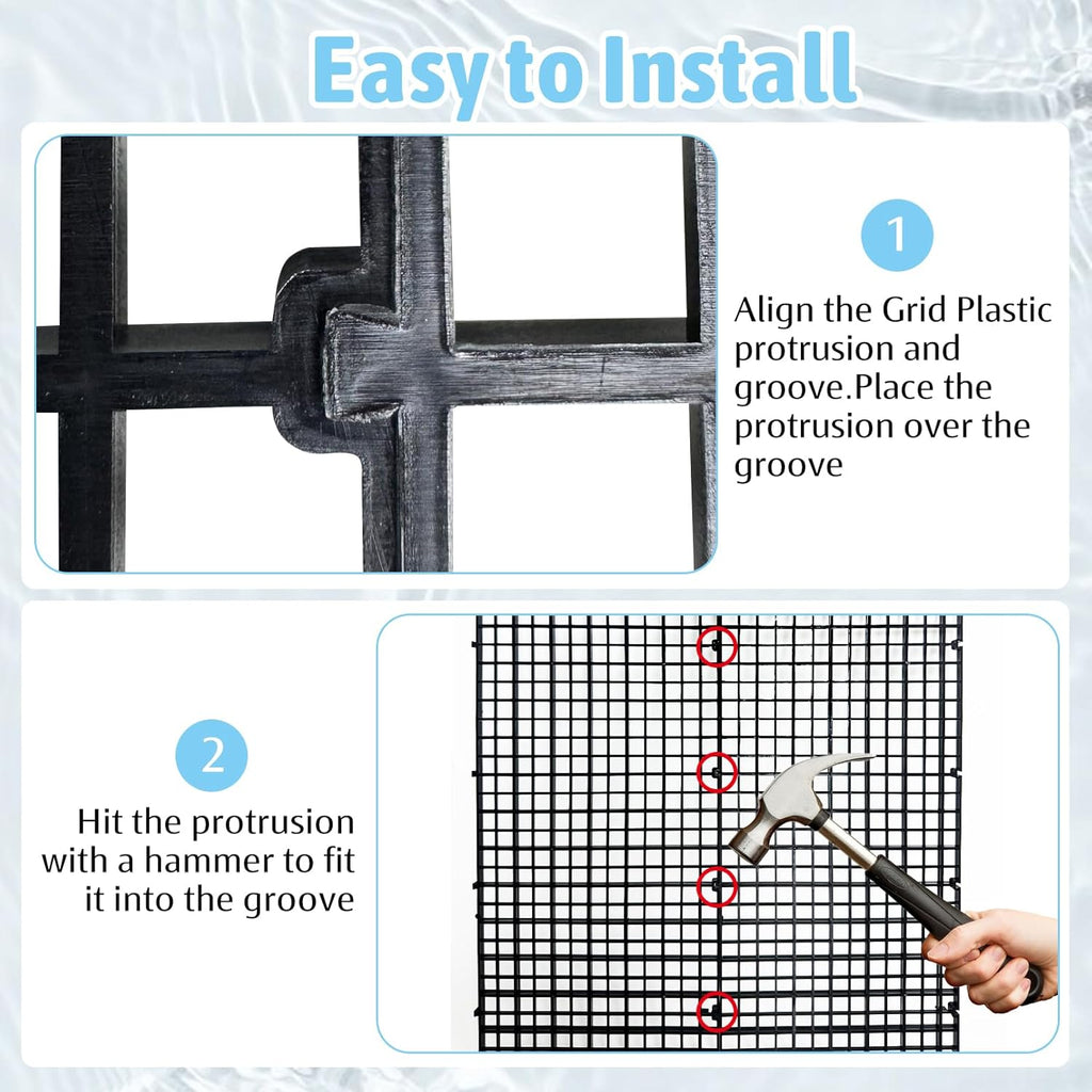 Hamiledyi Plastic Aquarium Divider with Clips Grid Panel Aquarium Lid Hood Fish Tank Divider Filter Bottom Isolation Pane Separator for Mixed Breeding(8 PCS,Black)