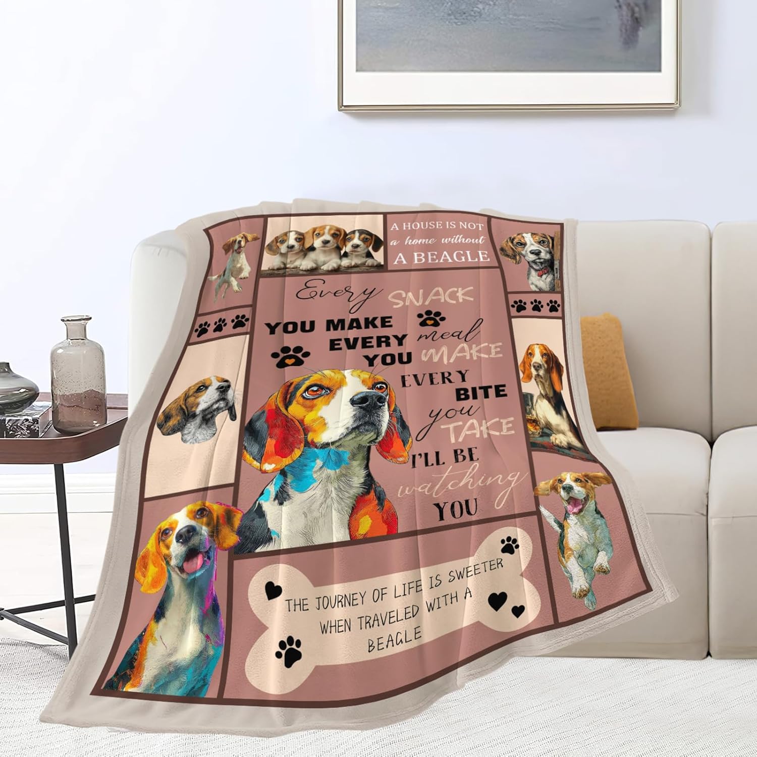 Beagle Throw Blanket Beagle Puppy Stuff Gifts for Dog Lover Kids Girls Boys Adults Women Men Soft Cozy Warm Plush Fluffy Fuzzy Fleece Blanket Decor 40''X50''