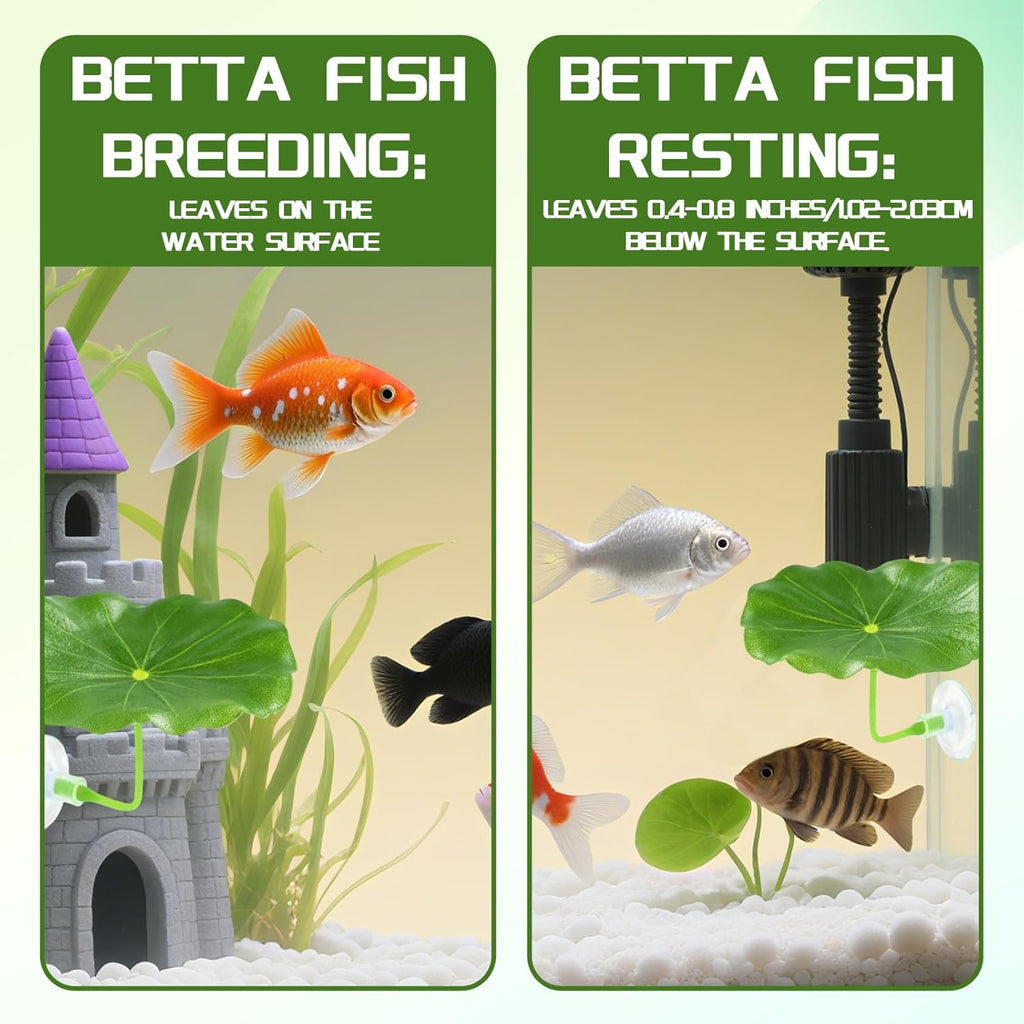 6 PCS Betta Fish Leaf Hammock - Soft Leaf Beds, Adjustable Plastic Bettas Bed Aquarium Decor, Betta-Fish Tank Decorations Plants Practical Resting Spot for Breeding, Hiding & Play