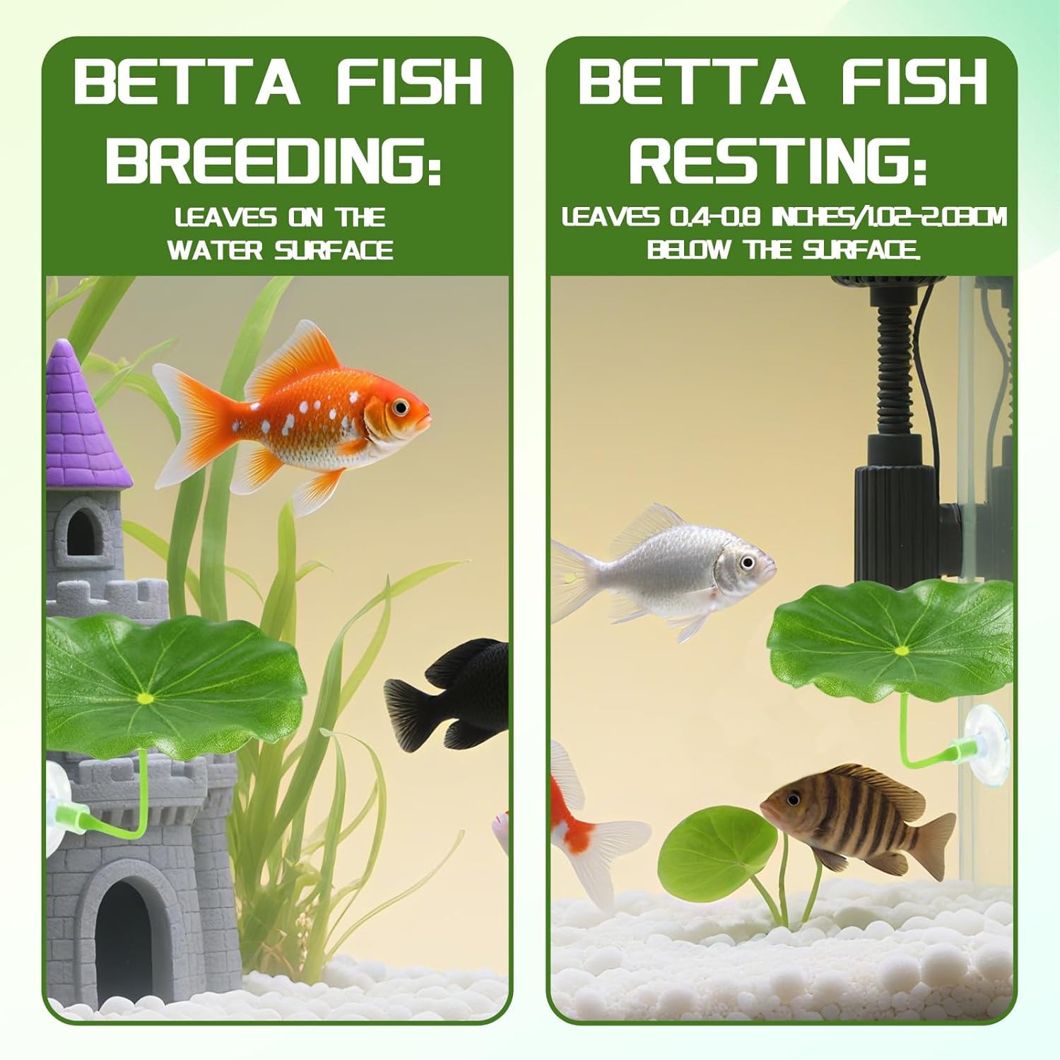 6 PCS Betta Fish Leaf Hammock - Soft Leaf Beds, Adjustable Plastic Bettas Bed Aquarium Decor, Betta-Fish Tank Decorations Plants Practical Resting Spot for Breeding, Hiding & Play