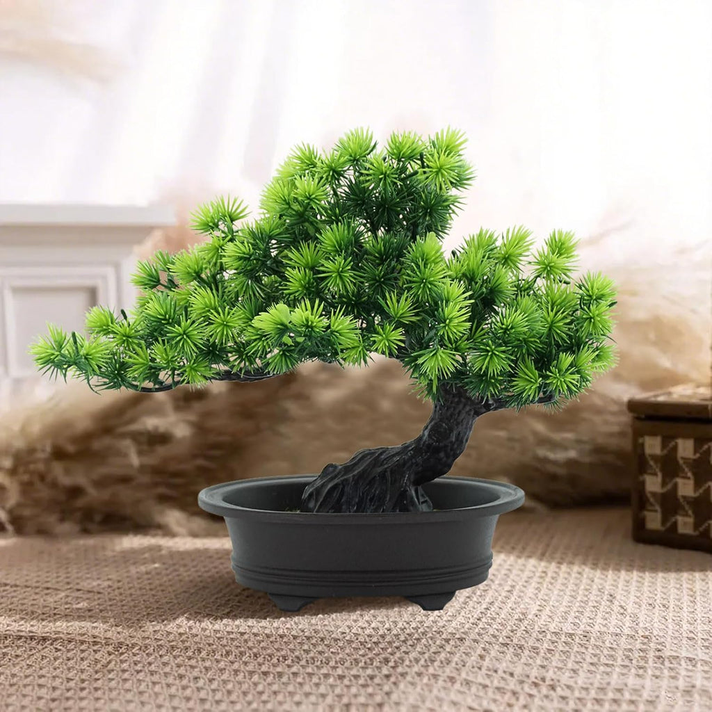 Artificial Plants Greenery Bonsai, Room Decor Fake Bonsai Tree for Home Decor Indoor Bookshelf Office Desk Bathroom Farmhouse Decor, Tall 9.5"
