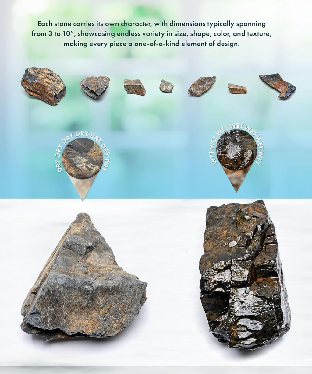 SubstrateSource Natural Aquarium Stones - Angular Dark Brown & Rust-Toned Decorative Rocks w/Layered Texture - Freshwater Aquascaping, Betta Fish Tank, Reptile Enclosure, Hermit Crab - Ancient, 20 LB