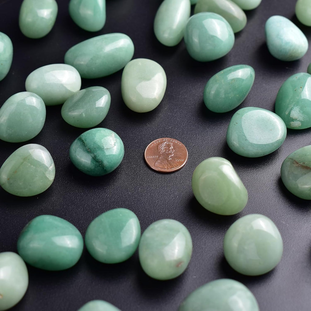 Polished Stone Set Aventurine Crystals, 0.8" Handpicked Tumbled Gemstones Rocks, Pebbles for Reiki, Chakra, Healing, Home Decor