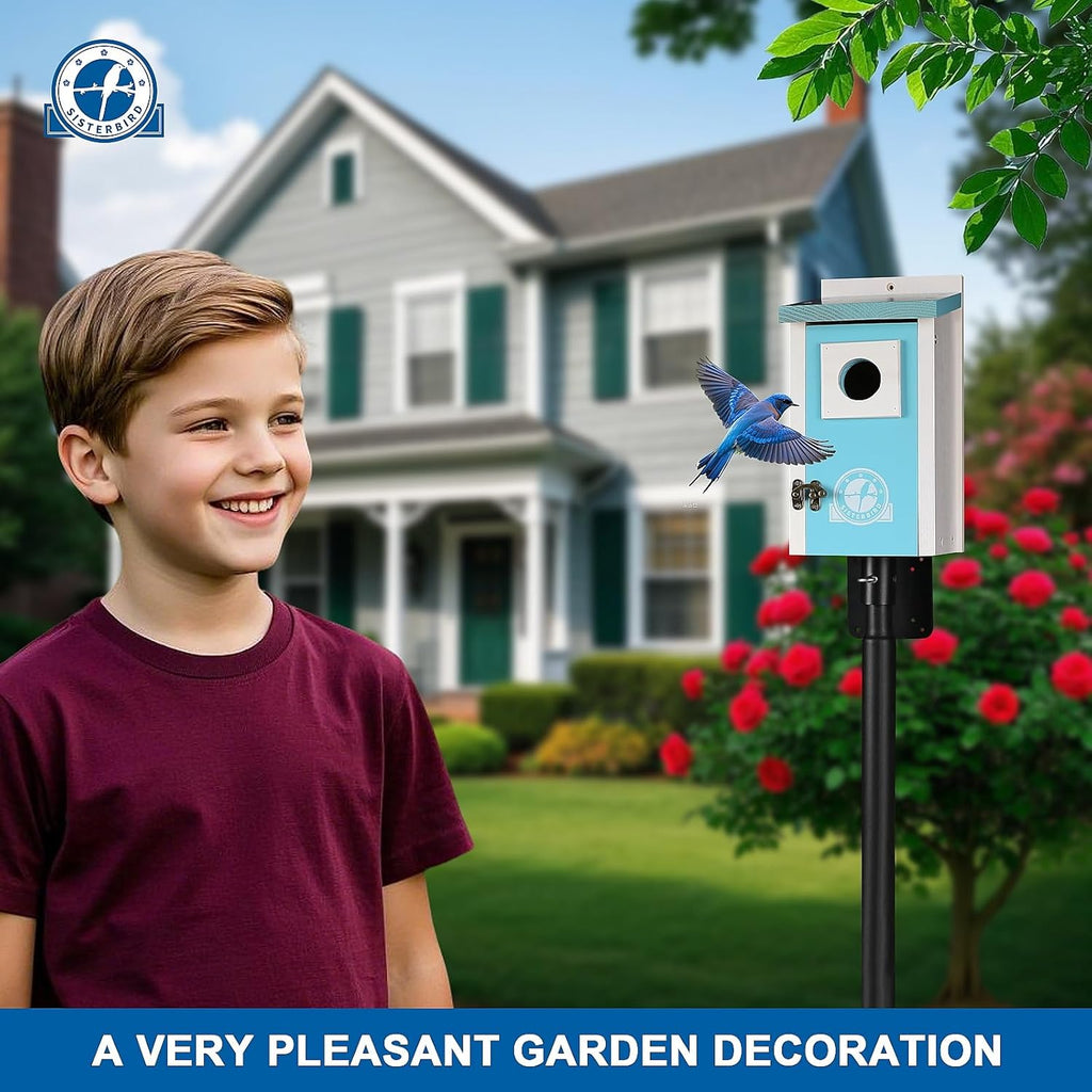 Bird Houses for Outside, Ice Blue Bird House, Bluebird Houses for Outside, Garden Decoration Birdhouses for Outdoors, Bluebird Finch Swallow Wren Chickadee