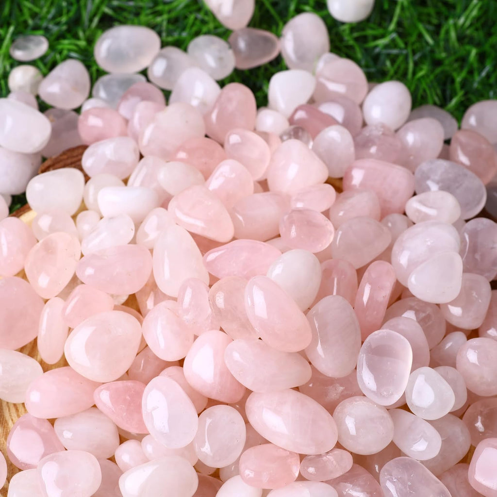 Polished Rose Quartz Crystals 0.62lb Natural Gemstones Crystal Bulk Tumbled Polished Stones Irregular Rocks Chakra Colorful Crystal Vase Filler Decoration Energy Reiki Beginner Gifts