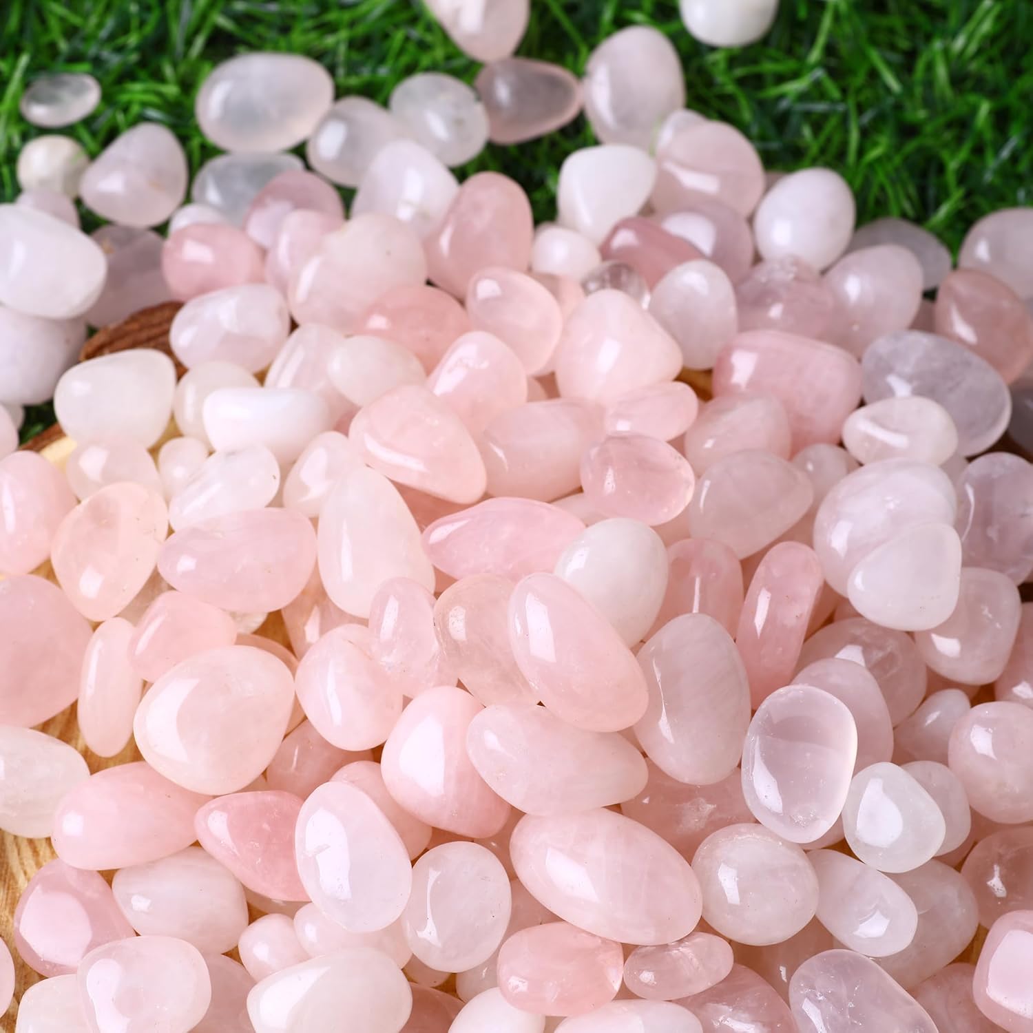 Polished Rose Quartz Crystals 0.62lb Natural Gemstones Crystal Bulk Tumbled Polished Stones Irregular Rocks Chakra Colorful Crystal Vase Filler Decoration Energy Reiki Beginner Gifts