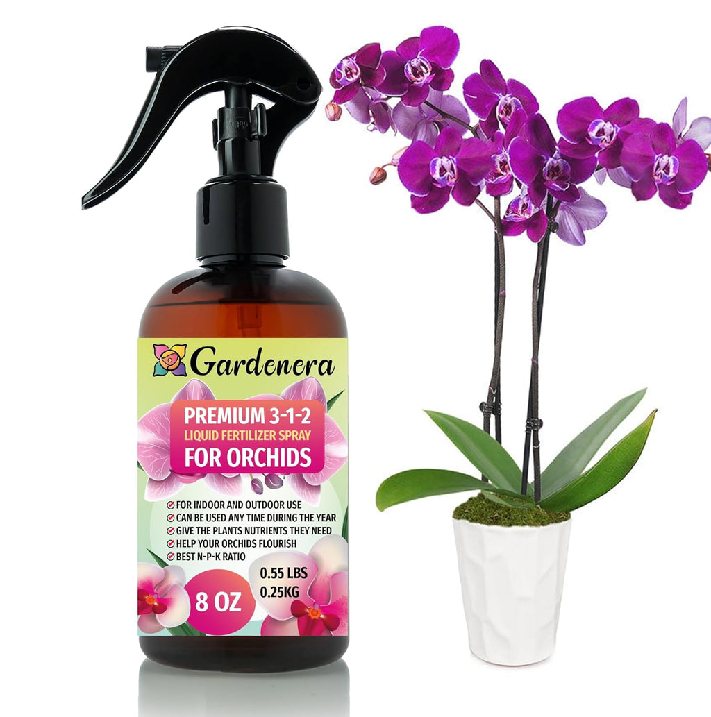 Gardenera Professional Orchid Spray Fertilizer Mist for Home Gardening | 3-1-2 Gentle Blend Mist for Healthy Leaves & Growth | Essential Nutrients for Orchids - 8oz