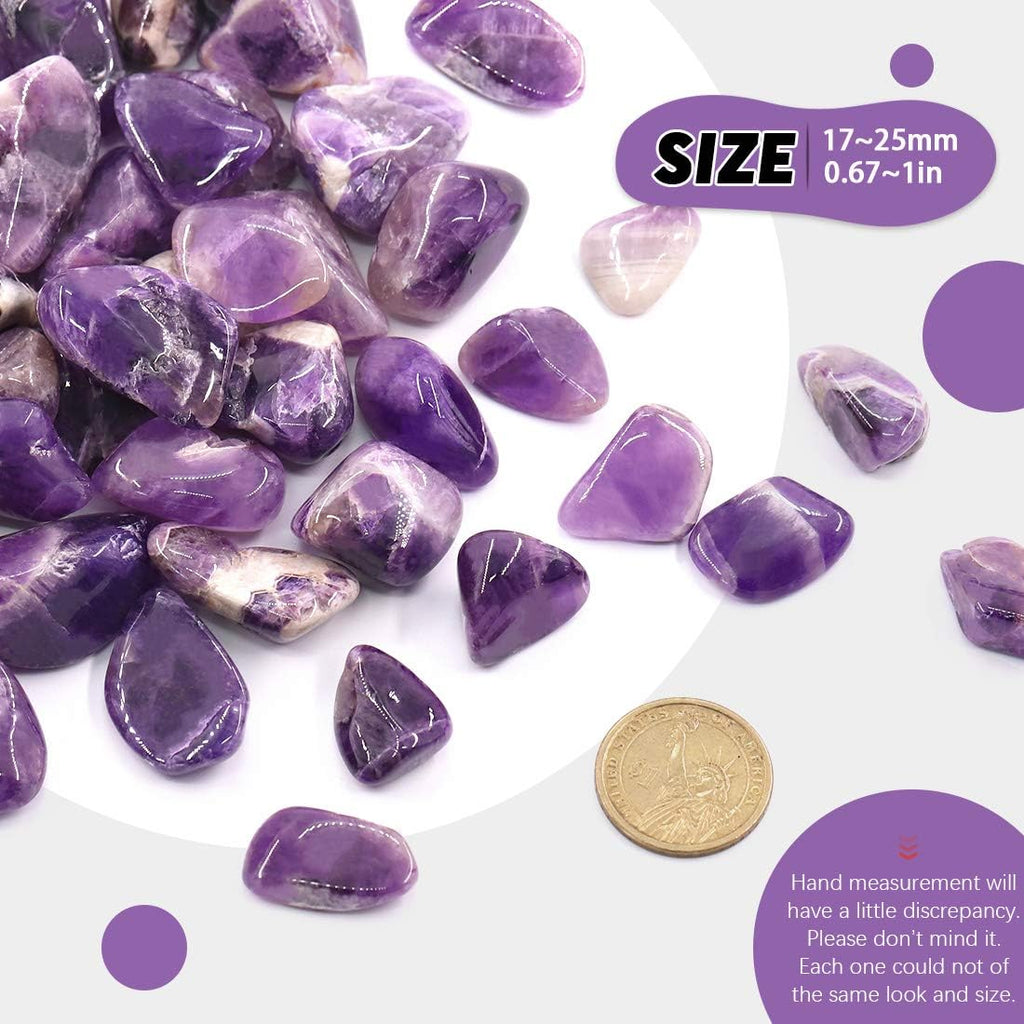 Hilitchi 1lb Bulk Large Natural Tumbled Polished Brazilian Stones Gemstone Healing Crystals Quartz for Wicca, Reiki, and Energy Crystal Healing (Amethyst About 1lb/450g/16oz/bag)
