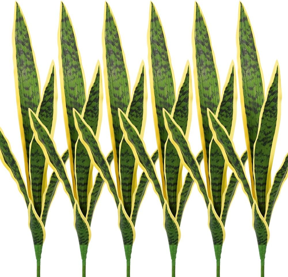 Melorca&Guilla Artificial Plants 6PCS 30“Tall Faux Snake Plant,Fake Snake Plants Artificial Snake Plants Agave Sansevieria Greenery for Garden Shop Office Home Décor