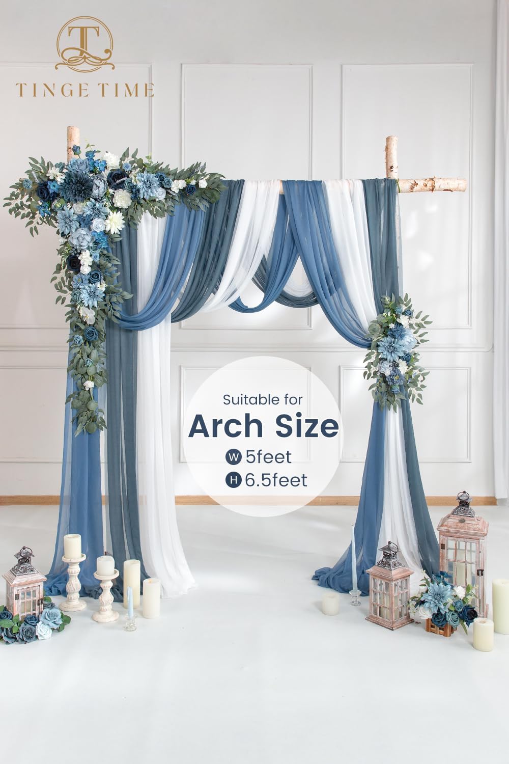 TINGE TIME Artificial Arch Flowers Kit Pack of 5, Wedding Decorations for Reception with Hanging Flowers, Wedding Arch Silk Floral Arrangements Ceremony Backdrop Bridal Shower Outdoor Party Decor