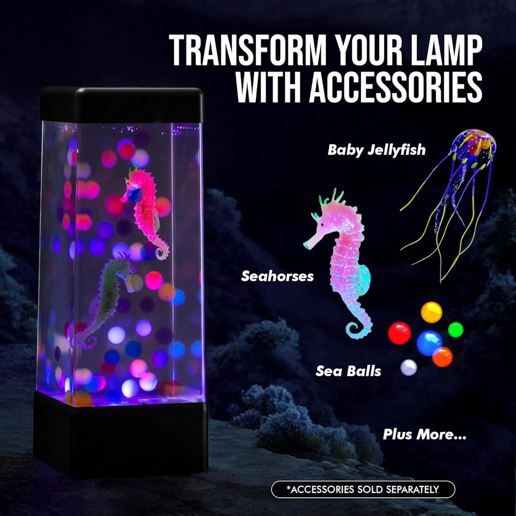 JINX LUMINOUS JELLYFISH Premium Large Lamp – 14" LED Aquarium Mood Light with Realistic Floating Jellyfish – USB Powered Lava Lamp Alternative with Color-Changing Ocean Lighting