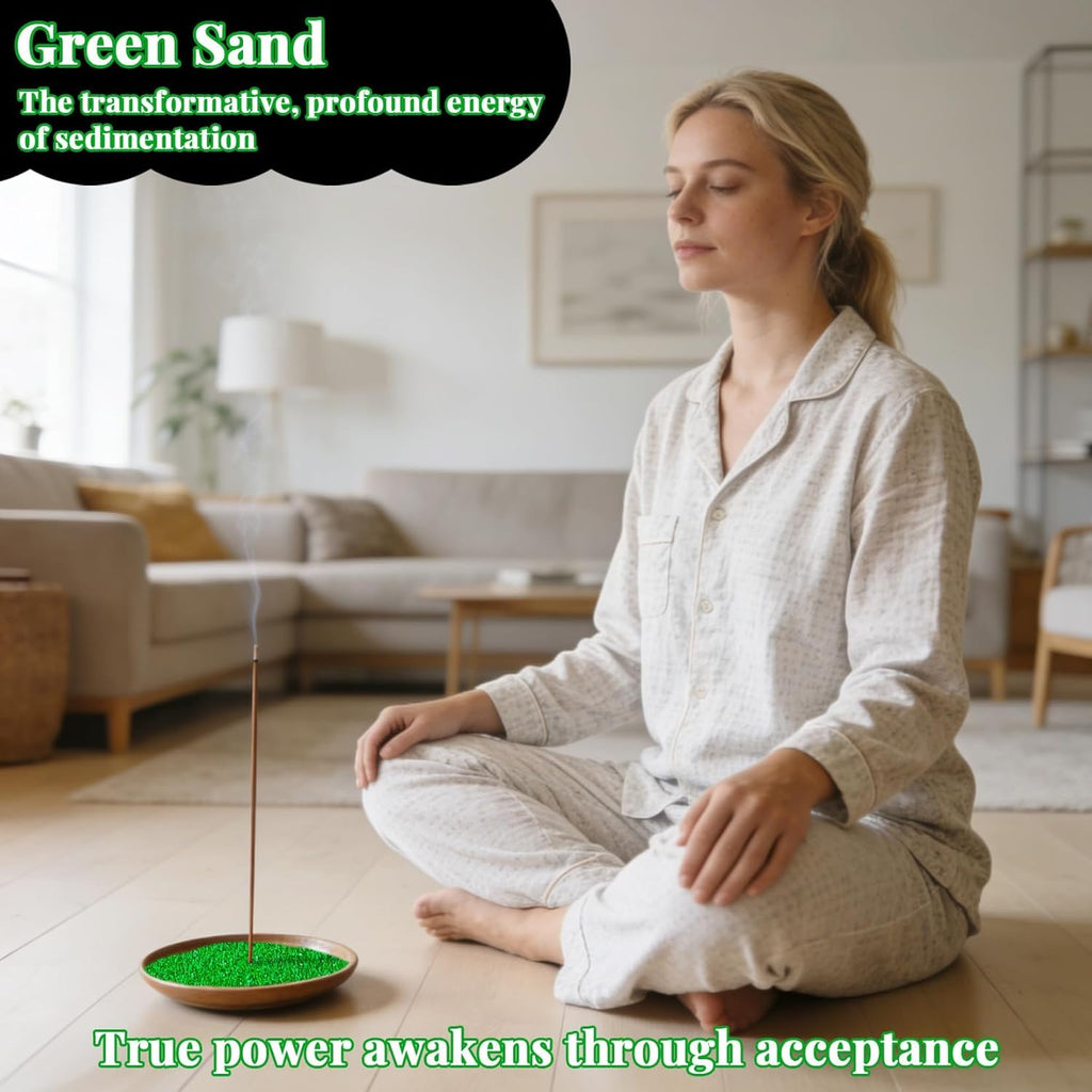 15 OZ Fine Green Sand for Crafts - Colored Quartz Zen Garden Sand Decorative for Vases Filler, Wedding Unity Ceremony, Incense Burner, Ritual Incense