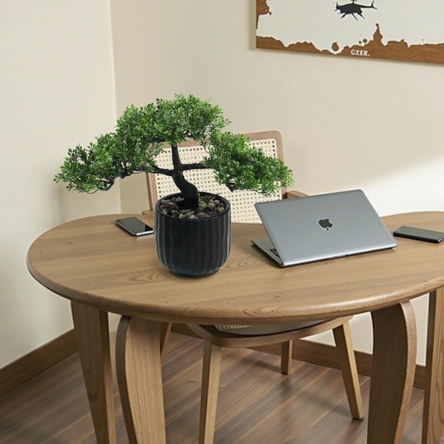 Artificial Bonsai Tree - Small Faux Bonsai Plants Indoor Japanese Fake Greenery Potted Plant with Ceramic Pot for Home Office Bedroom Living Room Bookcase Indoor Shelf Porch Decoration (14 x10.5 in)