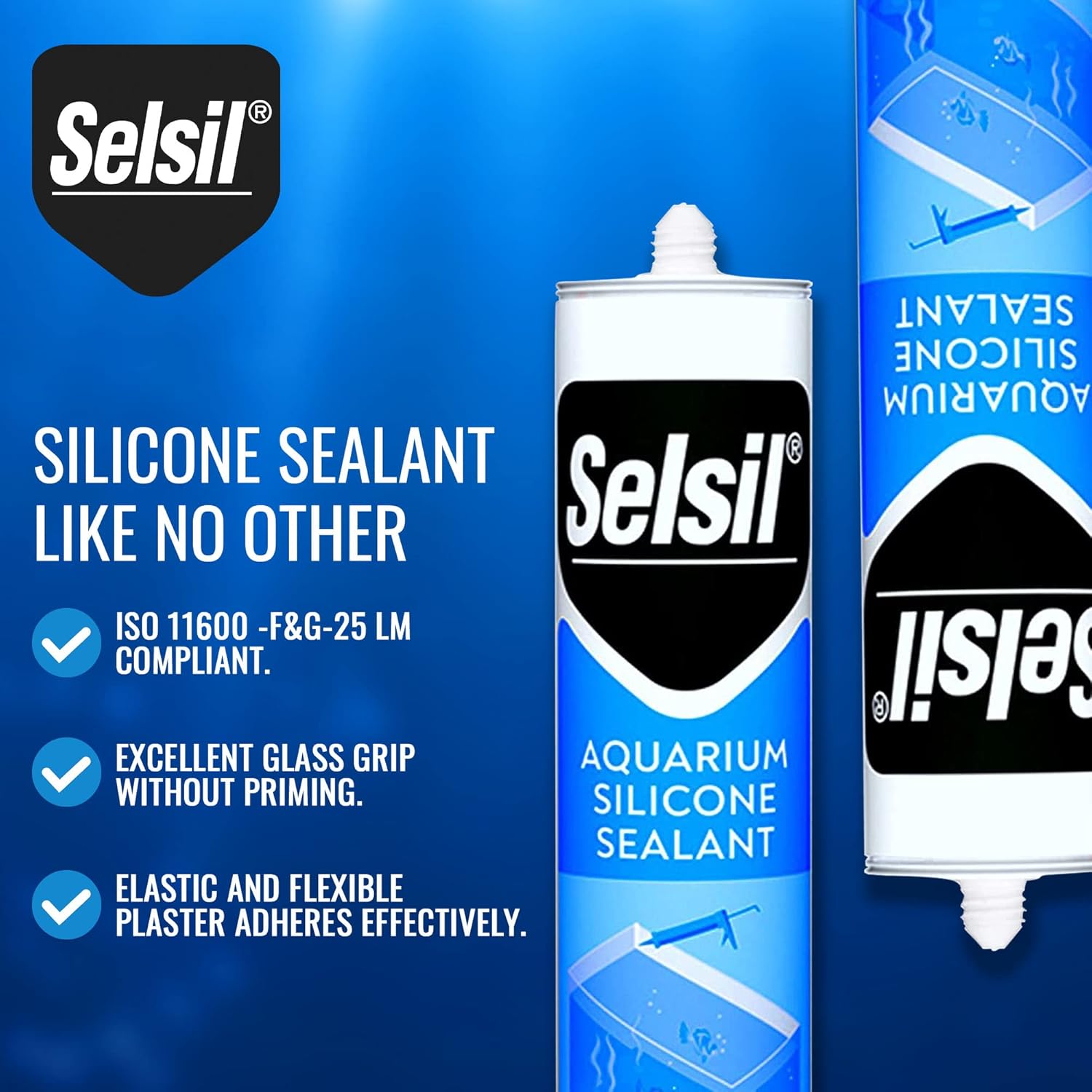SELSIL Aquarium Silicone Clear Sealant - High Elasticity, Safe for Fish, Solvent-Free, Ozone-Resistant, Transparent 10.14 Fl Oz, 1 Pack