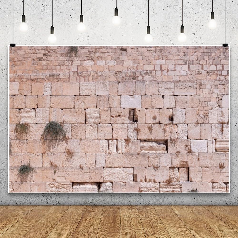 10x8ft Jerusalem Wailing Wall Backdrop Western Wall Jerusalem City Photo Backdrop Ancient Rock Textured Brick Stone Photography Background Religious Church Event Decoration Photo Booth Studio Props