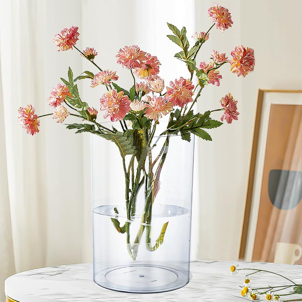 Acrylic Vase for Centerpieces, 7.9" x11.8" Clear Wide Mouth Flower Vase Cylinder Vases Round Plastic Vases for Home, Wedding Party, Decor, Flowers