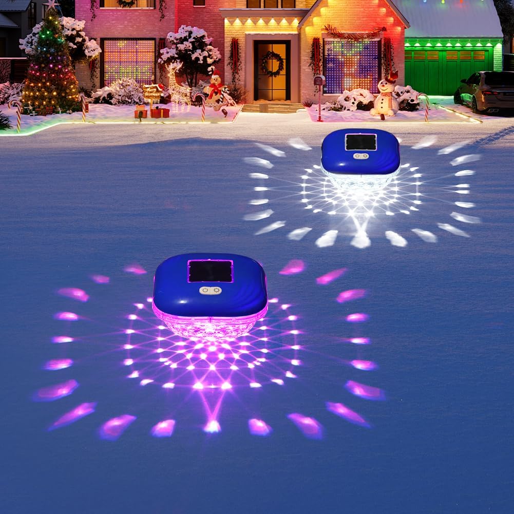Floating Pool Lights, RGB Color Changing Solar Pool Light That Float for Above Ground Pools with 9 Lighting, IP68 Waterproof Floating Solar Pool Lights for Inground Pool Party Garden Wedding Decor