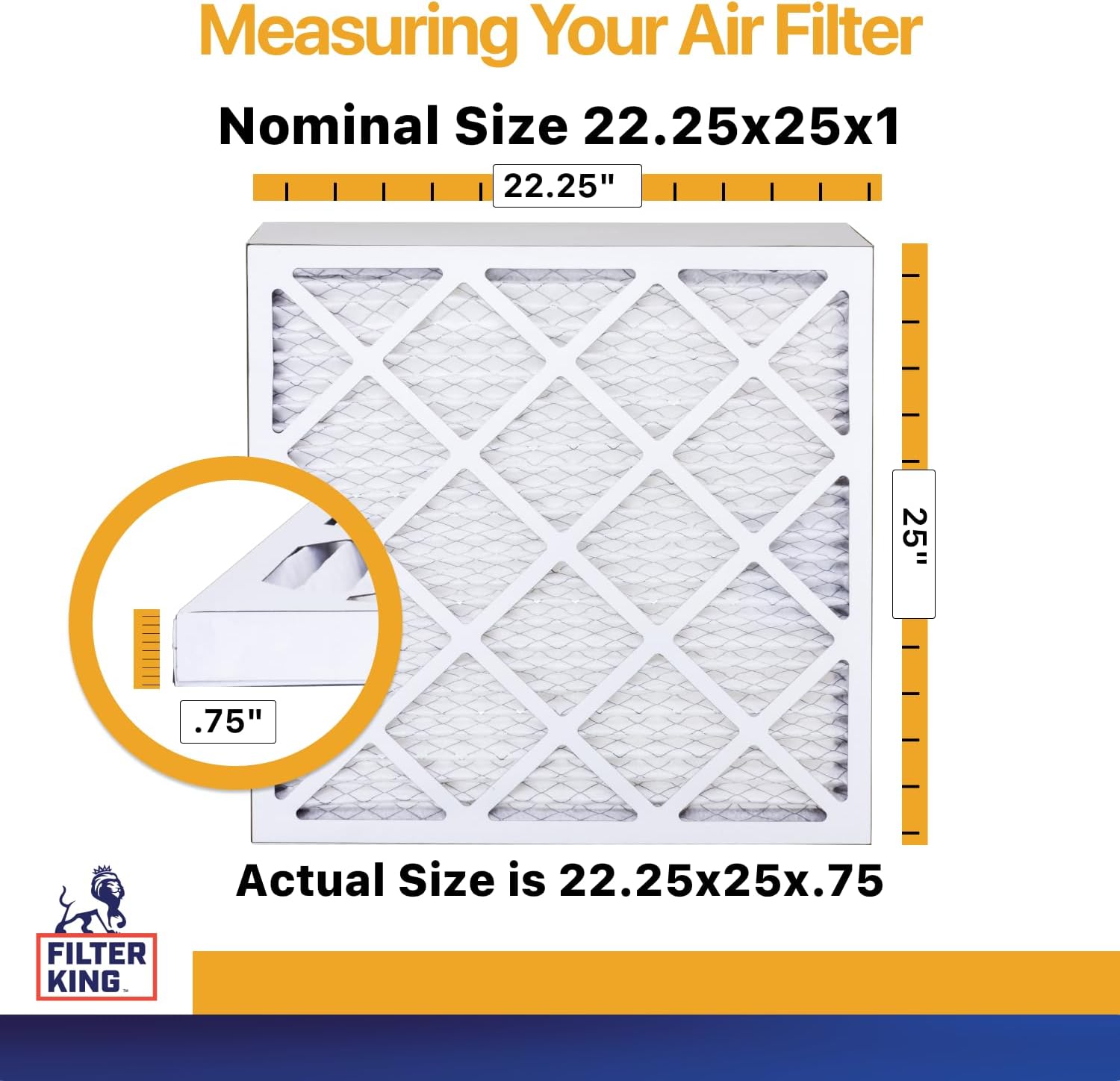 Filter King 22.25x25x1 Air Filter | 4-PACK | MERV 13 HVAC Pleated A/C Furnace Filters | MADE IN USA | Actual Size: 22.25 x 25 x .75"