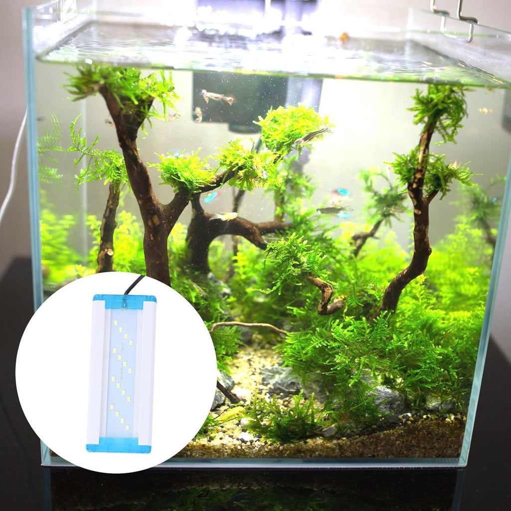 VANZACK Ultra-Thin Fish Tank LED Lamp with Pure White Light Aquarium Light with Metal Bracket Aquarium Frame Lamp for Aquatic Plant Growth Easy Installation and Heat Dissipation US Plug