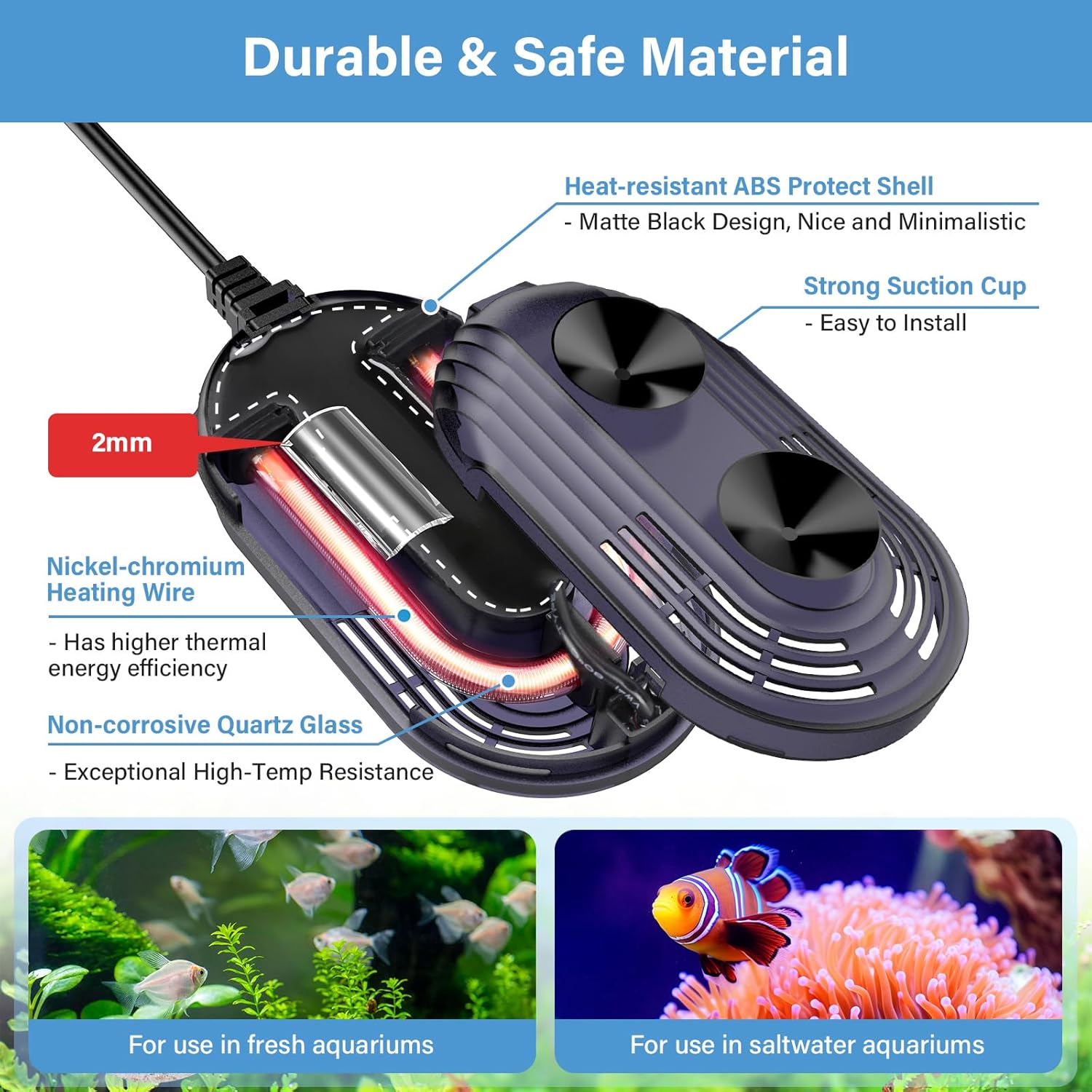 hygger Small Aquarium Heater, 100W Submersible Betta Fish Tank Heater with Adjustable Temperature External Controller, Turtle Heater with LED Display for up to 20 Gallon Tanks