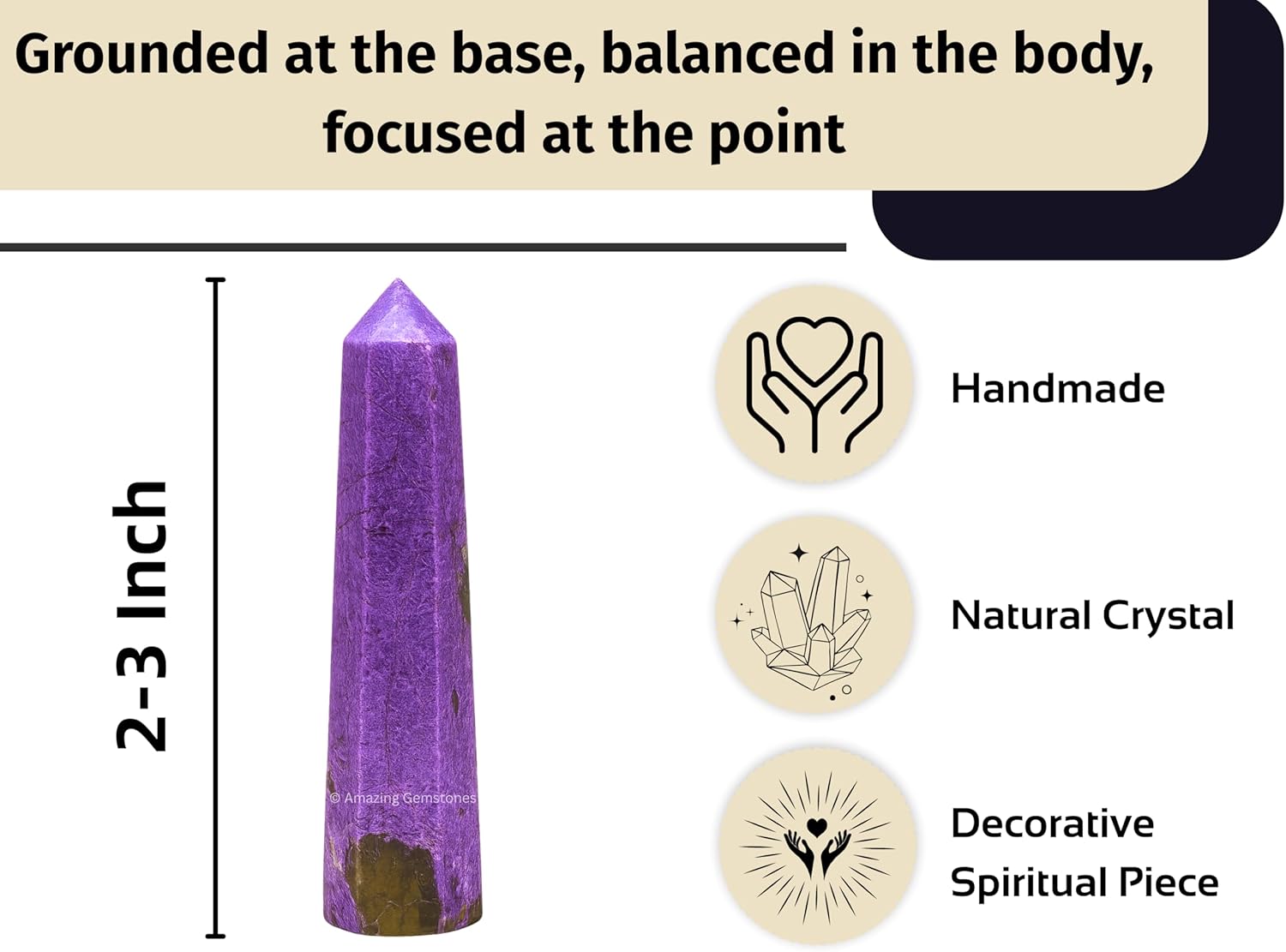 Amazing Gemstone Stichtite Crystal Towers - Natural Healing Crystal Point Obelisk for Reiki Healing and Crystal Grid (2" to 3" Inch)