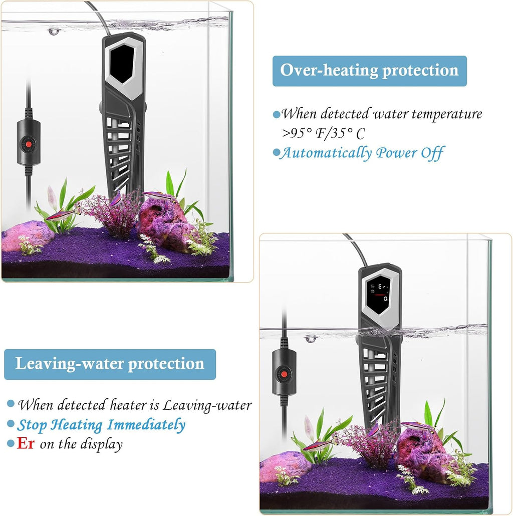 HITOP 800W Titanium Aquarium Heater: Digital Fish Tank Heater with External Controller, Submersible Aquarium Heater with Over-Temperature Protection for Saltwater and Freshwater 100-250Gallon