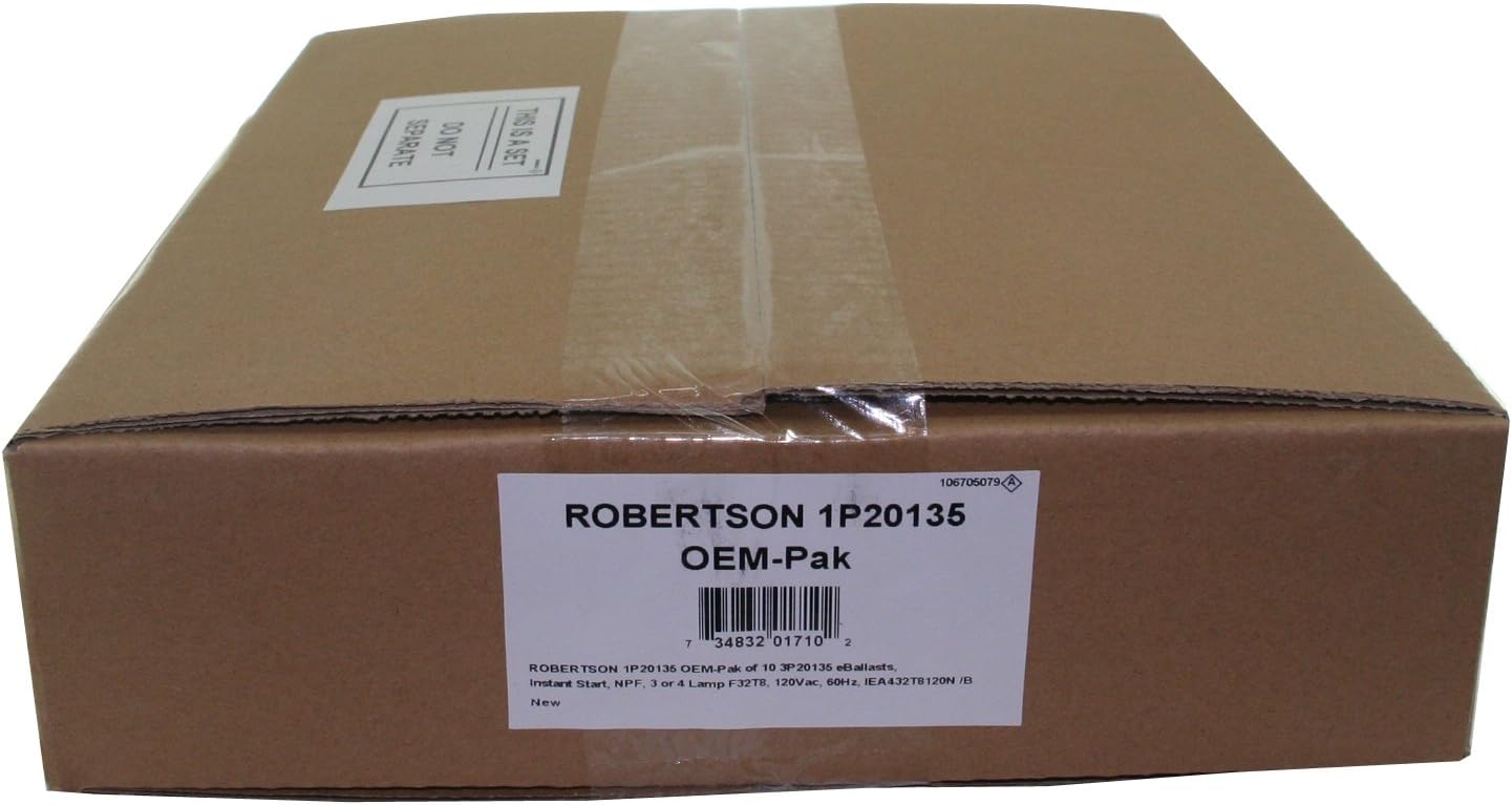 Robertson IEA432T8120N (1P20135) Electronic Fluorescent Ballast, for 3 or 4 T8 Fluorescent lamps between 17W-32W (F17T8 through F32T8) or 3 F40T8 Lamps, Instant Start, 120V (Qty 10)