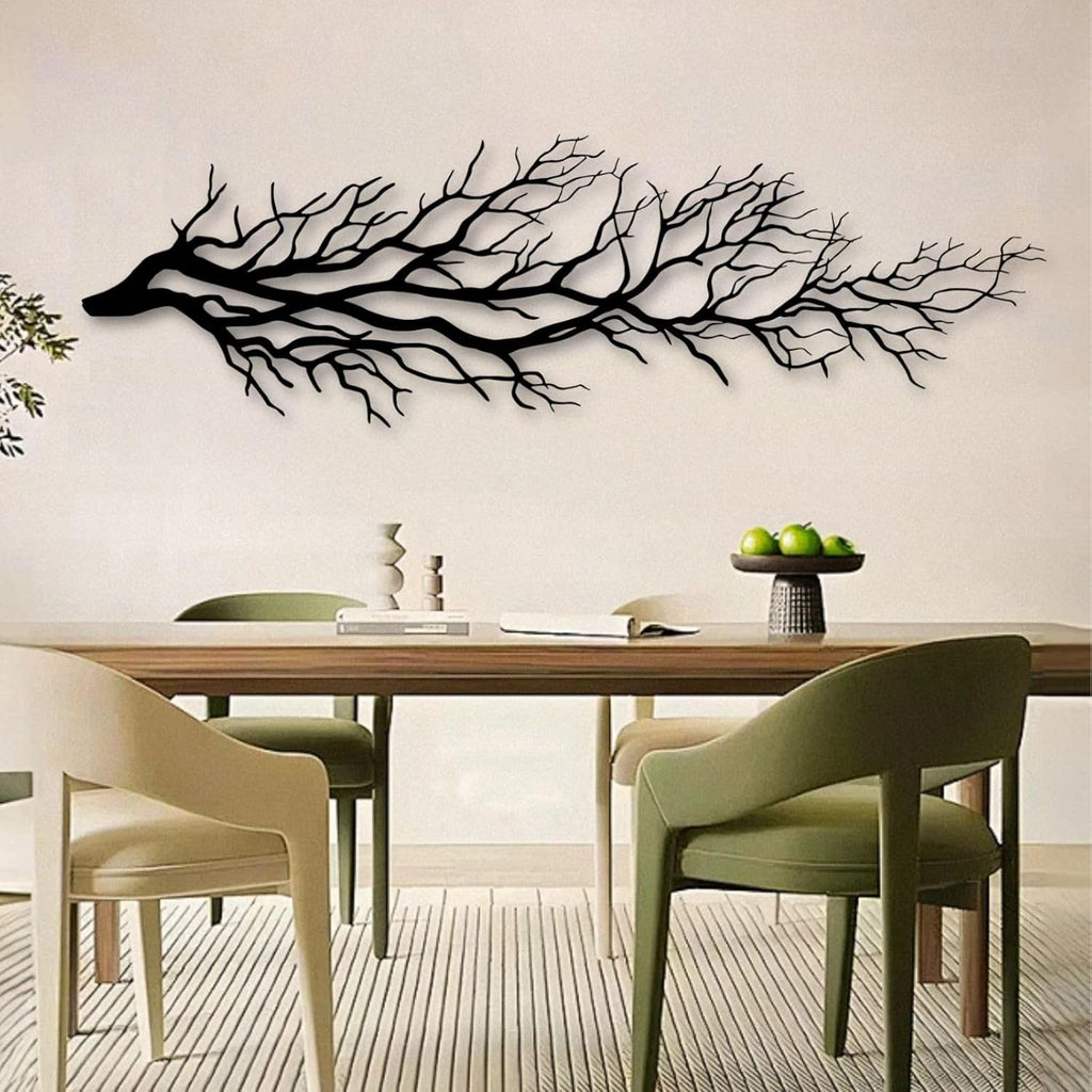 Aportif Metal Tree Branch Wall Art, Minimalist Branch Wall Decor, Metal Tree of Life for Bedroom Living Room (White, 30 x 9 in | 76 x 23cm)