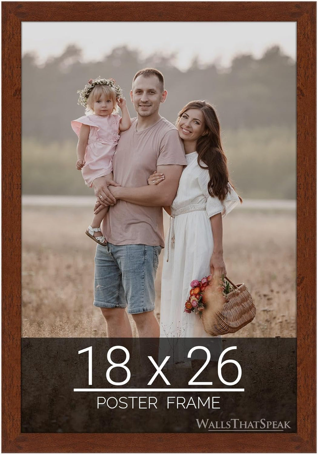 wallsthatspeak 18x26 Dark Walnut Rustic Pine Picture Frame for Puzzles Posters Photos or Artwork