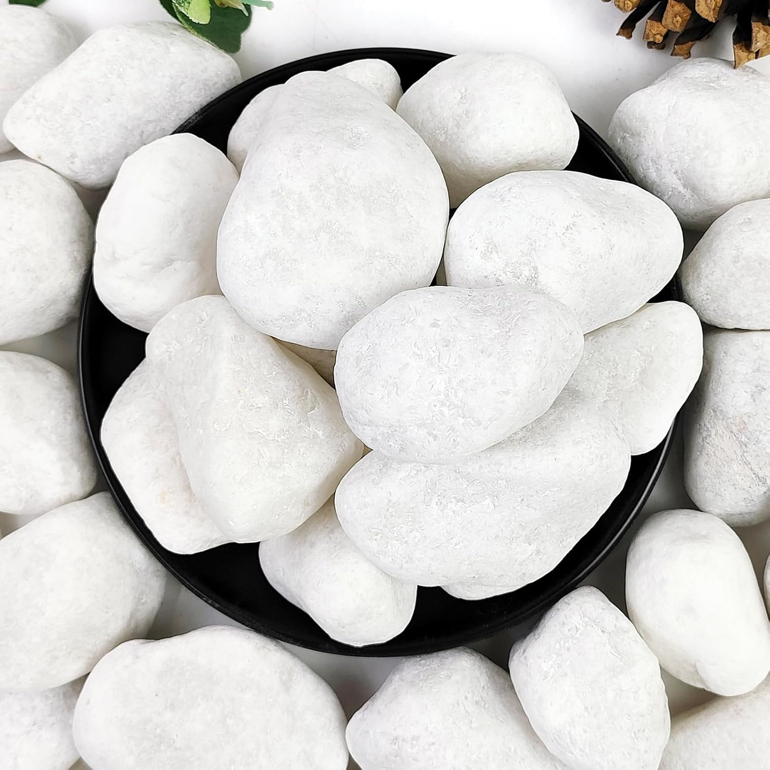 5lb White Pebbles for Indoor Plants, 2-3 Inch Natural River Rocks, Snow White Decorative Stones, Ideal for Fish Tank, Vases, Crafting, Home Decor and Garden Landscaping Rocks