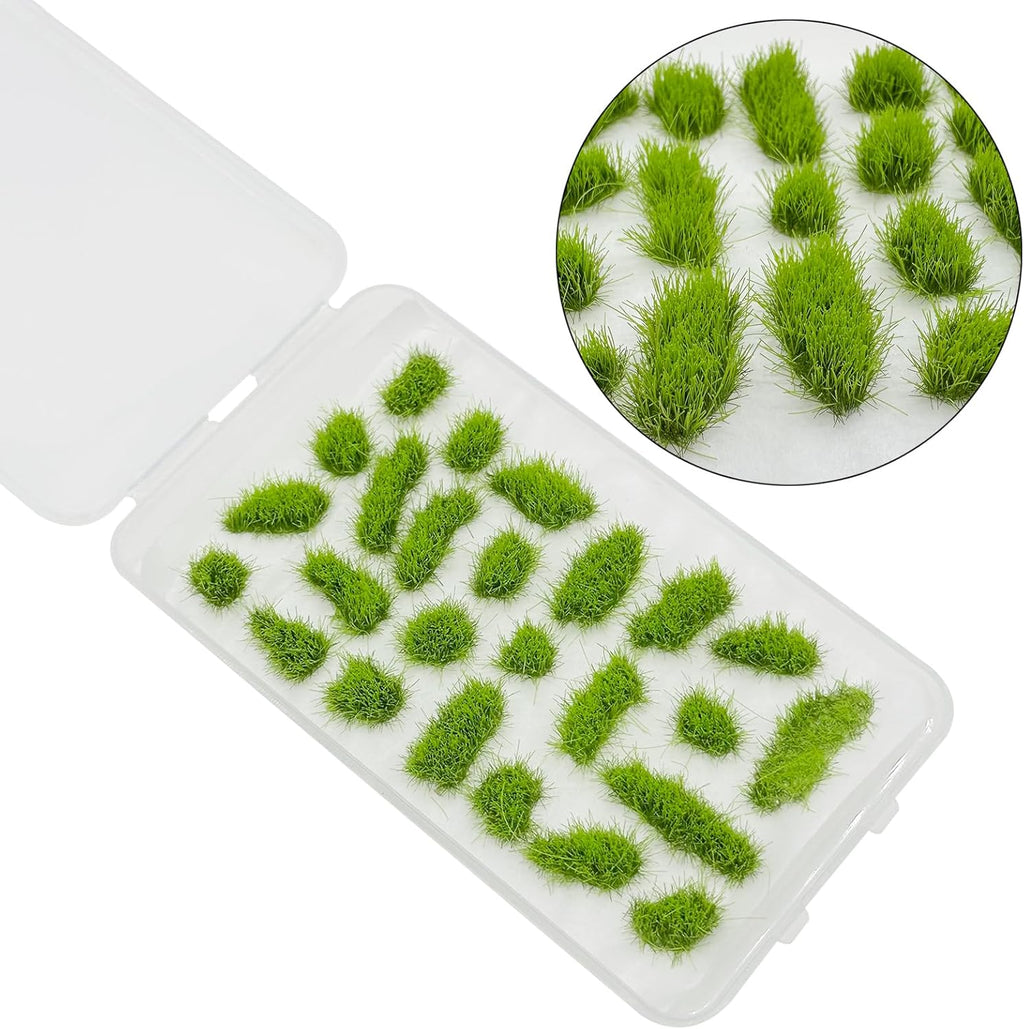 Woohome 78 PCS Static Grass Tuft 2 Size Model Grass Tufts Green Miniature Grass Tuft Railway Artificial Grass Terrain Kit for DIY Model Railway Fairy Garden Diorama Scenery