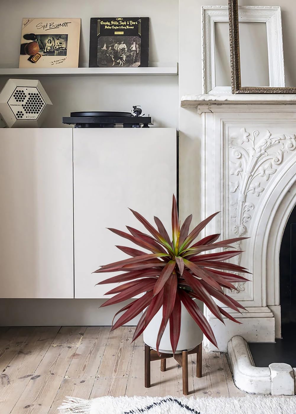 Briful Large Fake Agave Plant 17.3 Inch Red Artificial Yucca Potted Plants Outdoor Faux Agave Plants for Home Room Office Garden Front Porch Patio Decoration