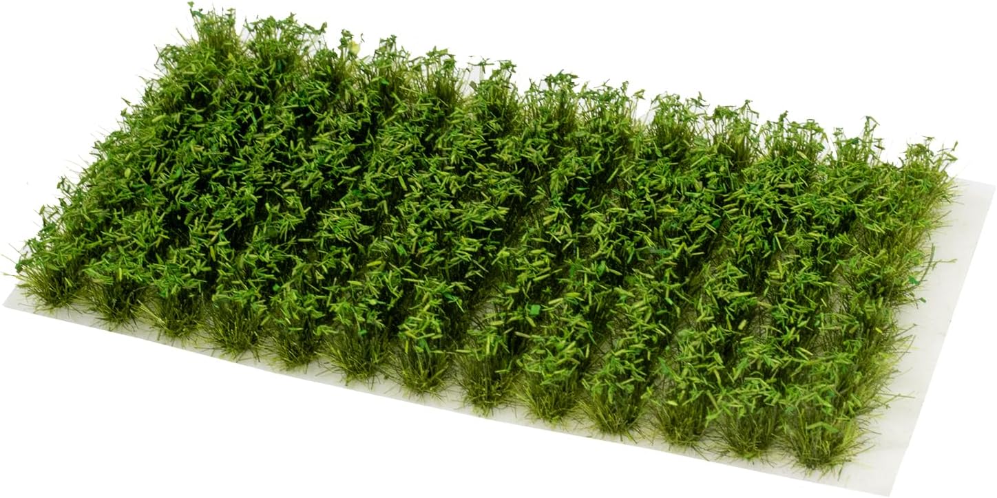 Warmtree 104 Pcs Static Grass Tuft Model Grass Tufts Railway Artificial Grass Miniature War Gaming Terrain DIY Model Railroad Scenery War Gaming Scenery (Dark Green Granular)