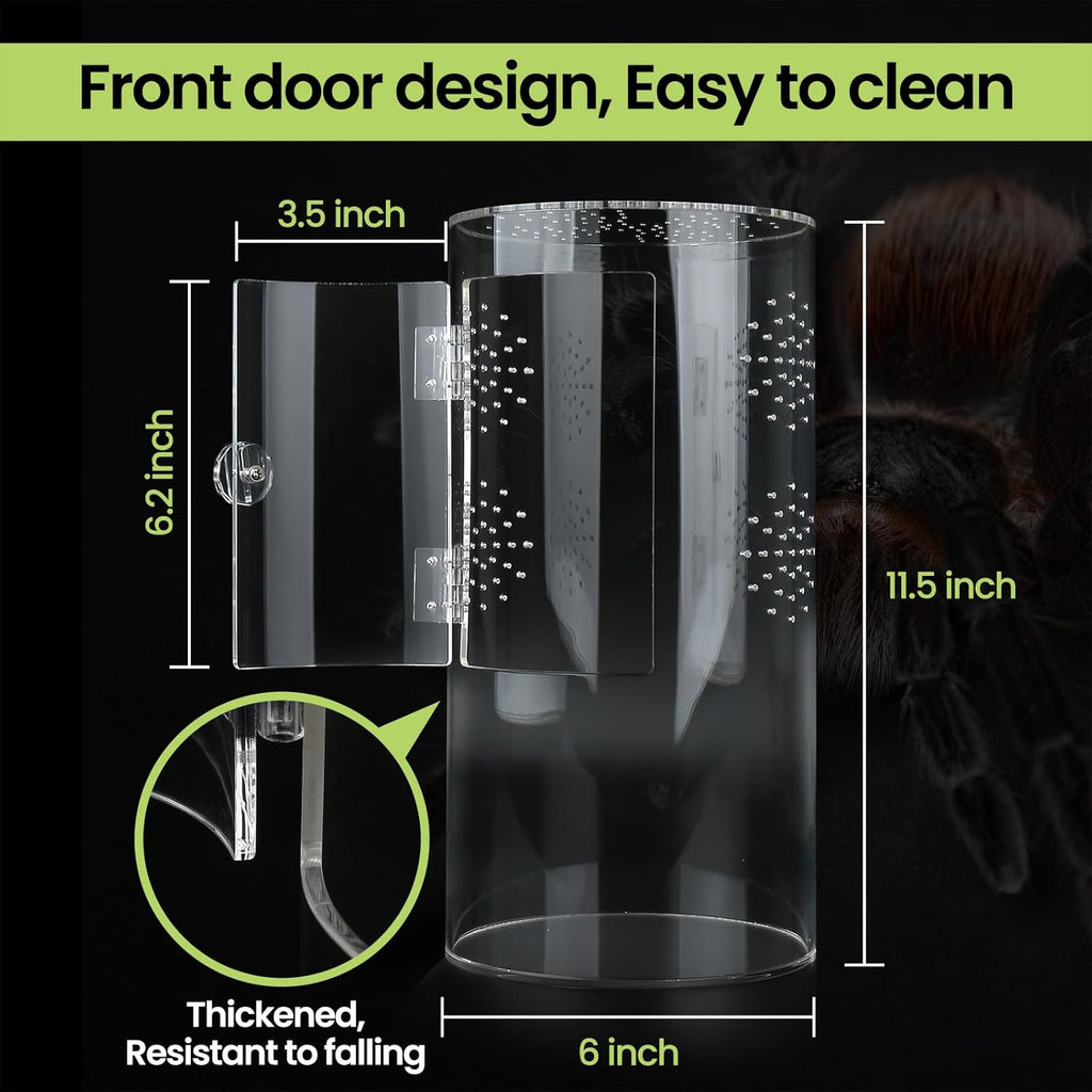 Front Opening Terrarium Jumping Spider Enclosure,Tall Arboreal Tarantula Enclosure Terrarium with Cross Ventilation,Waterproof Acrylic Reptile Enclosure
