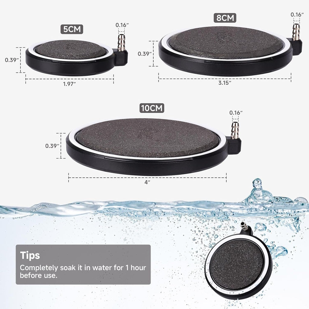 hygger Air Stone for Aquarium: Quiet High Dissolved Oxygen Diffuser Kit for Freshwater or Saltwater Fish Tank and Hydroponic Air Pump-Disc 2 x 2 Inch Air Bubble Stone