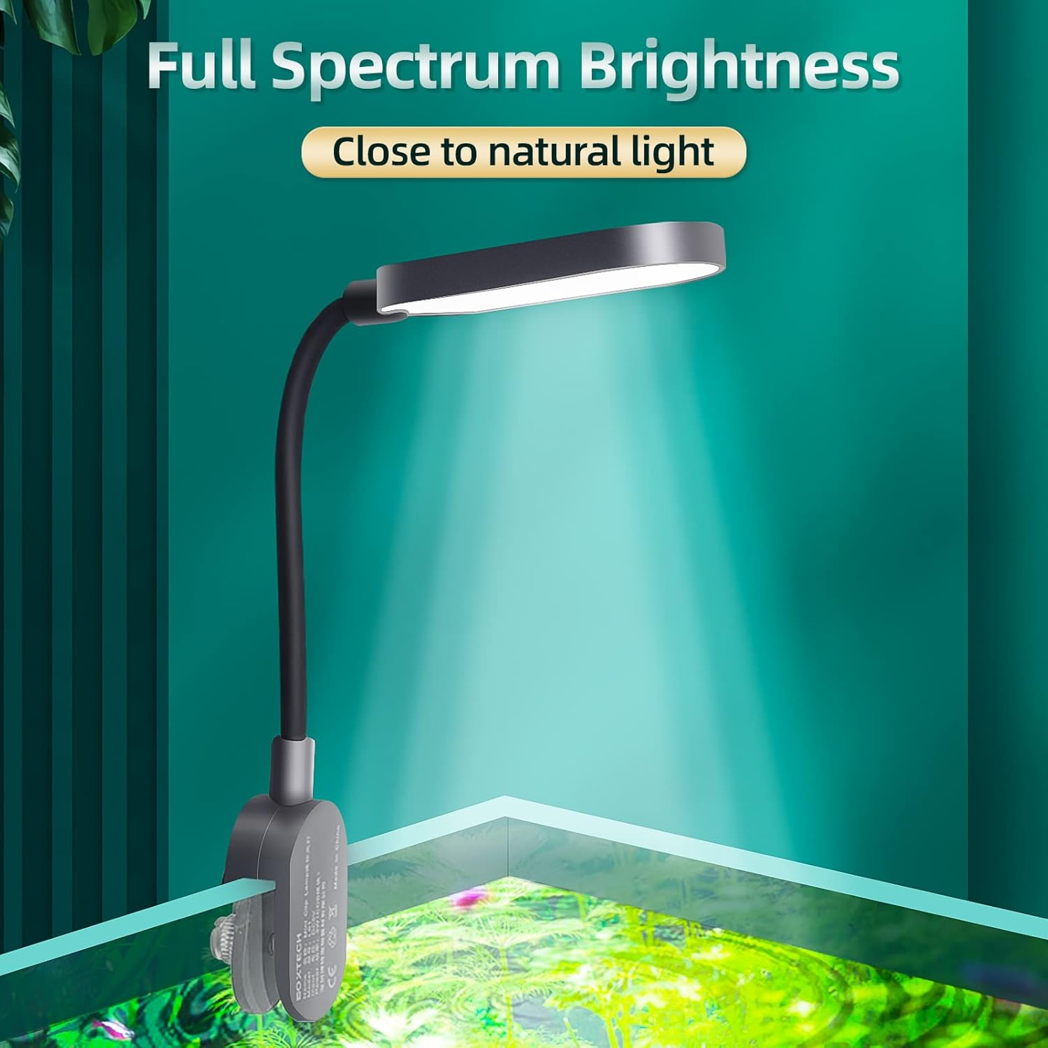 UPETTOOLS Aquarium Light with Adapter LED Clip on Fish Tank Light Small Full Spectrum USB Light 360° Rotation Lighting 5W