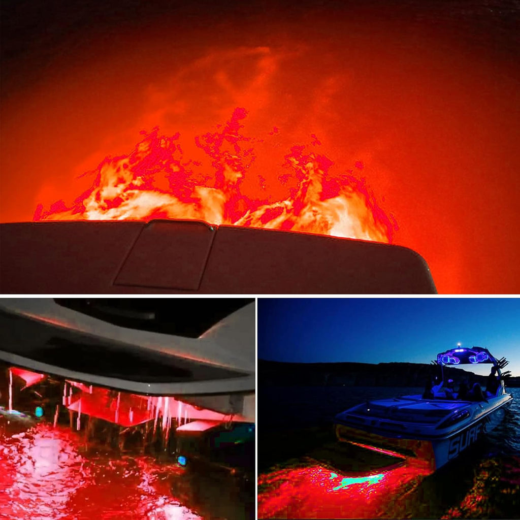 2Pcs Red Marine Boat LED Lights,27 LEDs Waterproof IP68 Stainless Steel Boat Deck Dock Pontoon Transom Yacht Trailer Stern Navigation Interior Lights,1200LM