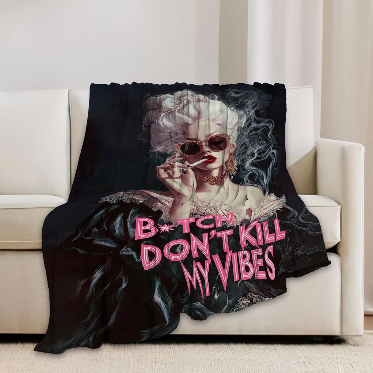 Vintage Woman Blanket Fashion Women Throw Blankets Gifts for Girls Boys Kids Soft Cozy Fleece Plush for Couch Sofa Bed 60"x50"