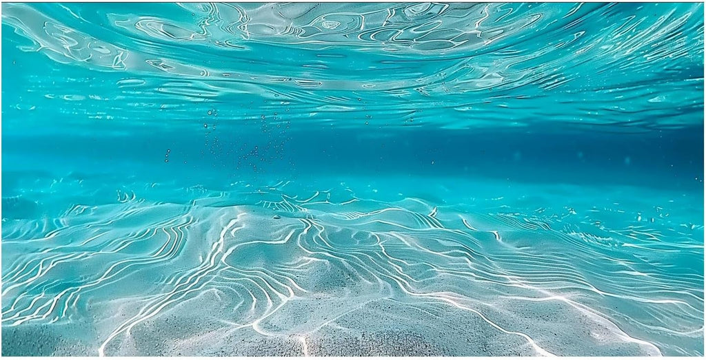 Undersea Theme Aquarium Background, Teal Ocean Floor Tropical Tank Fish Tank Backdrop Decor, Polyester Fabric with 6 EVA Double-Sided Tapes 48x24 inches/120x60
