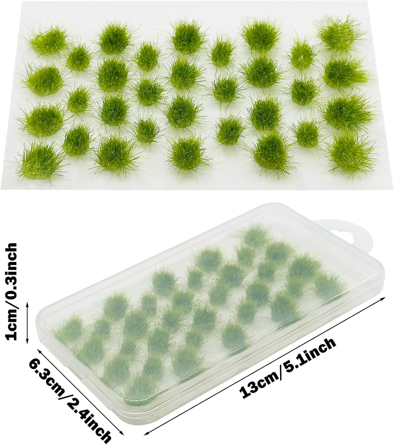 Cayway 64 PCS Static Grass Tuft Green Model Grass Tufts Railway Artificial Grass Miniature Grass Tuft Terrain Kit for DIY Model Railway Fairy Garden Diorama Scenery