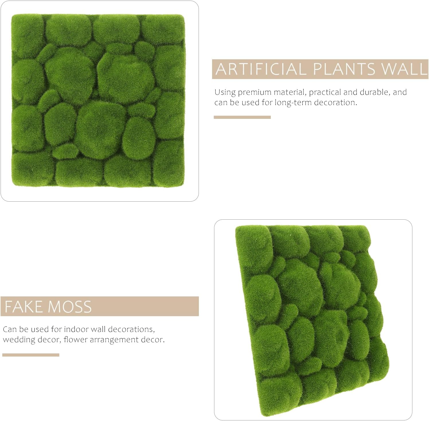 Artificial Moss Mat Wall Moss Panel DIY Synthetic Turf Landscape Artificial Grass Mats Lawn Carpet Wall Background Decor for Wedding Home Backyard Patio Balcony Decor