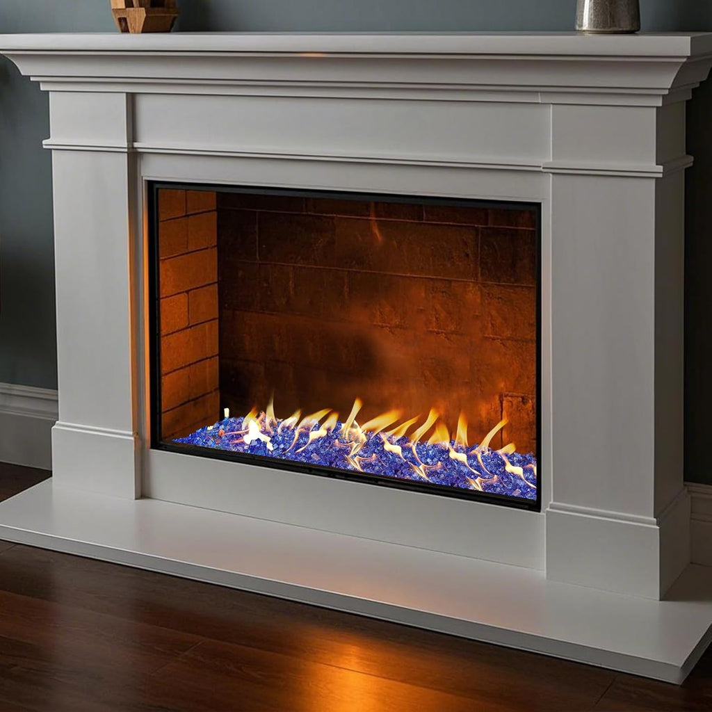 Skyflame High Luster 10-Pound Regular Fire Glass for Fire Pit Fireplace Garden Landscaping Cobalt Blue 1/4" Size
