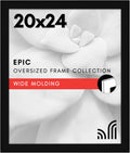 Americanflat 20x24 Picture Frame with Polished Plexiglass - Black Picture Frame - Wide Photo Frames Made of Engineered Wood for Vertical or Horizontal Wall Display - Epic Collection - Black