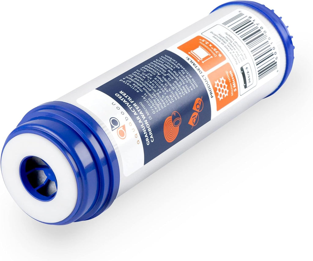 Aquaboon 5 Micron 10 x 2.5 Granular Activated Carbon Water Filter Cartridge GAC Water Filter Replacement Compatible with AP117, GAC-10, GAC1, 6 Pack